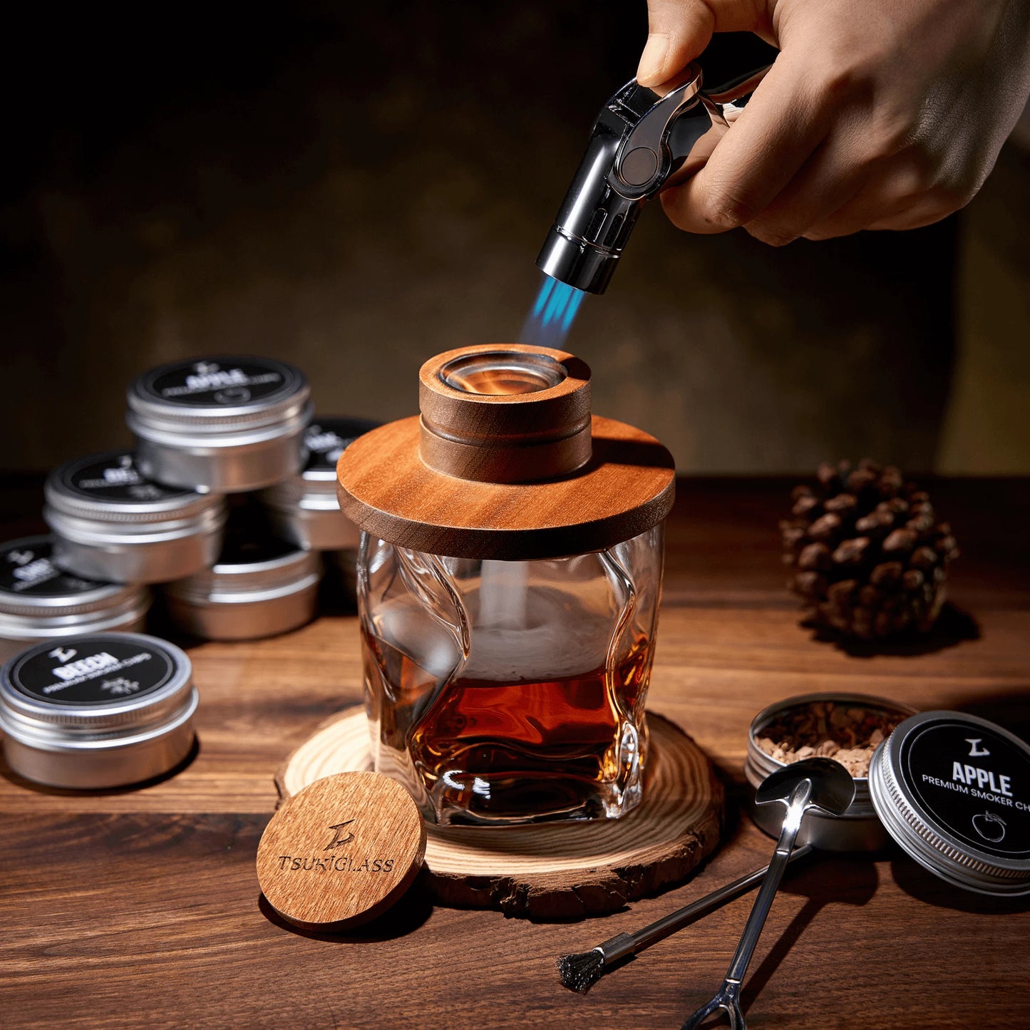 Tsuki Smoker Kit For Whisky & Cocktails (With Torch)