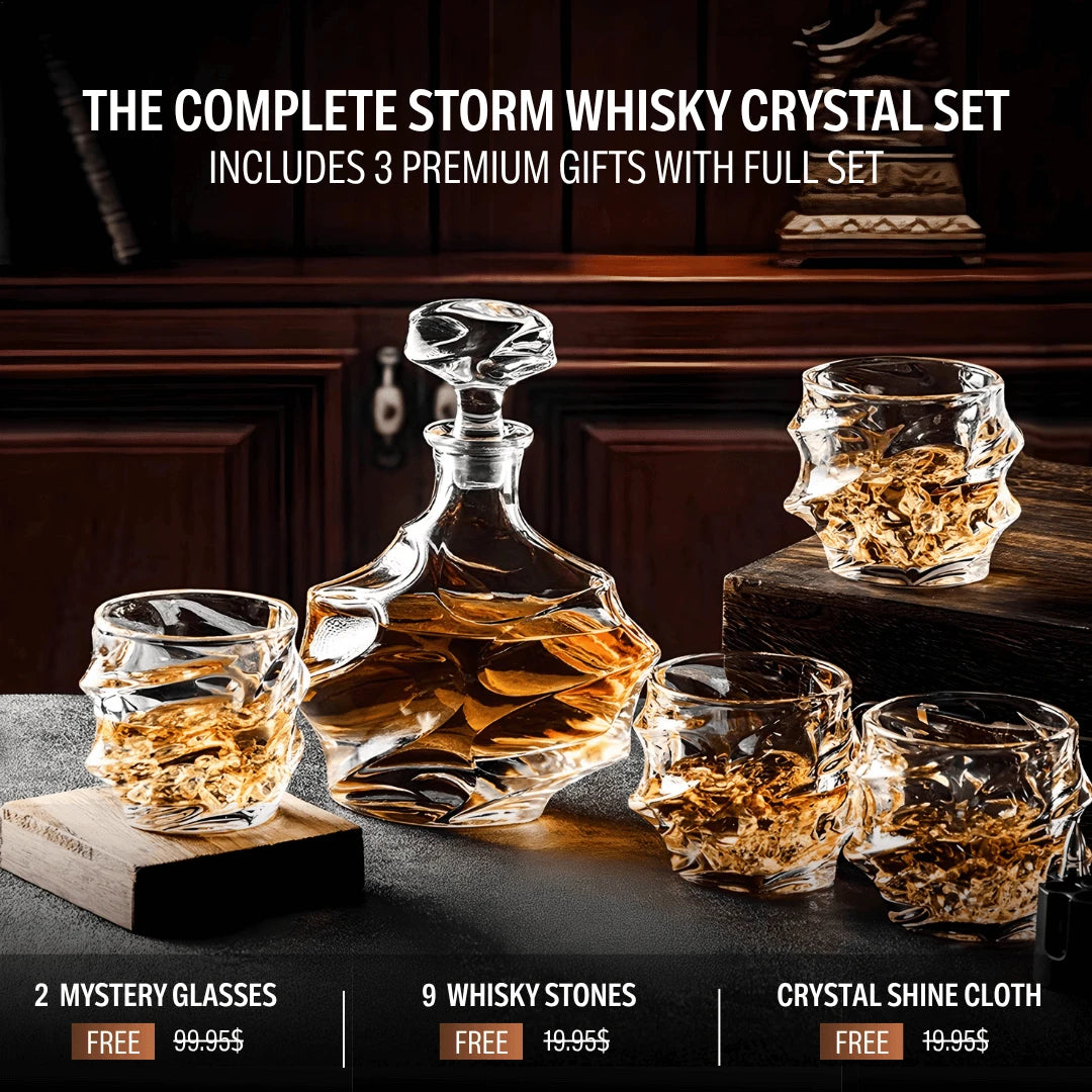 Storm Japanese Crystal Whisky Decanter & Glass Set - TsukiGlass
