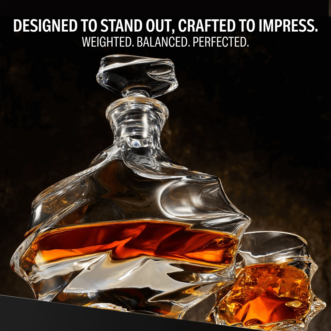 Storm Japanese Crystal Whisky Decanter & Glass Set - TsukiGlass