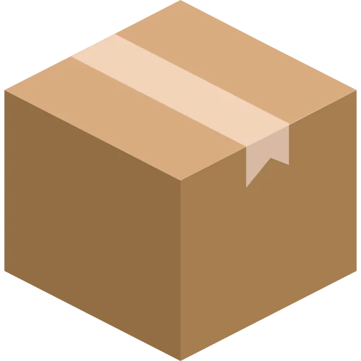 A simple graphic icon of a sealed brown cardboard box.