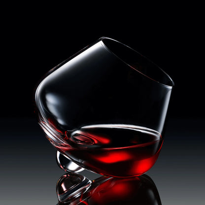 Kami Rotating Crystal Wine Glass & Wooden Coaster