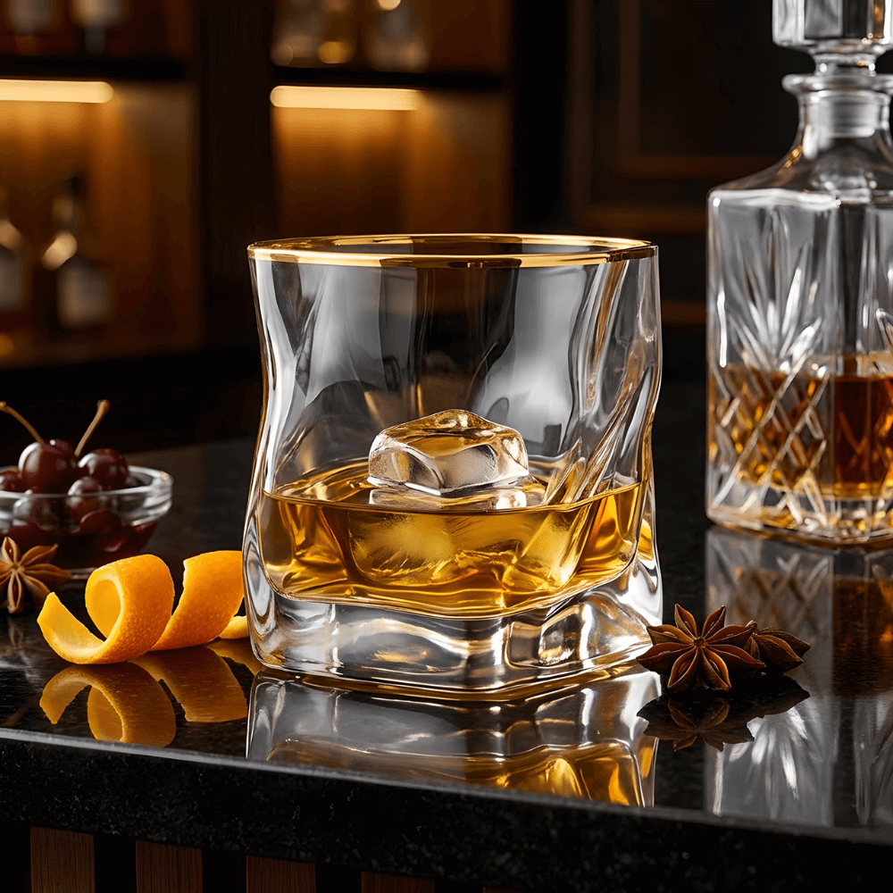 Gold Hoshi Japanese Crystal Whisky Glass - TsukiGlass