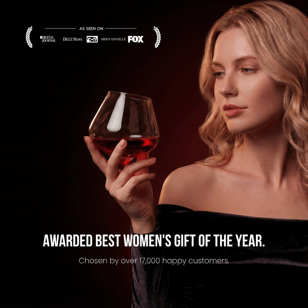 Kami Rotating Crystal Wine Glass & Wooden Coaster - TsukiGlass