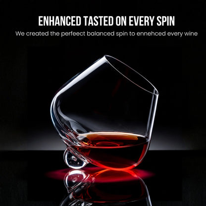 Kami Rotating Crystal Wine Glass & Wooden Coaster - TsukiGlass