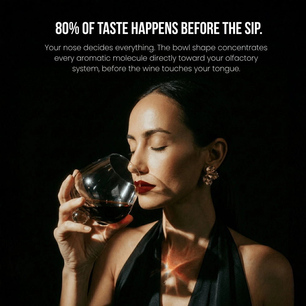 Kami Rotating Crystal Wine Glass & Wooden Coaster - TsukiGlass