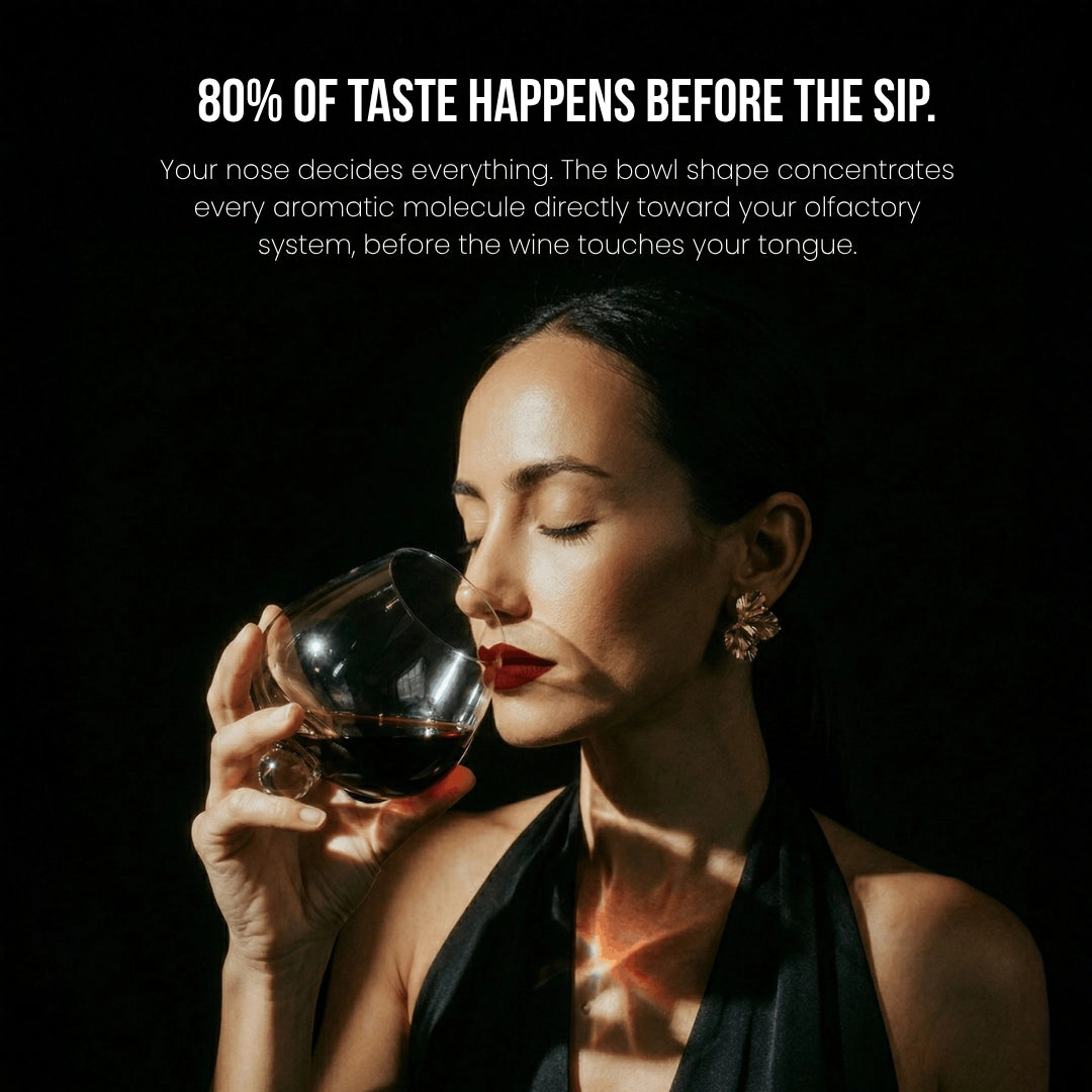 Kami Rotating Crystal Wine Glass & Wooden Coaster - TsukiGlass