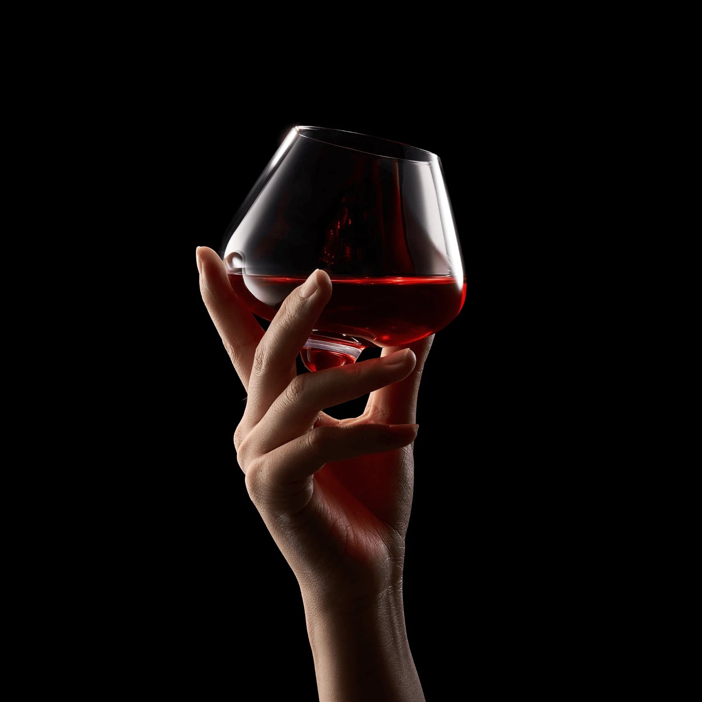 Kami Rotating Crystal Wine Glass & Wooden Coaster