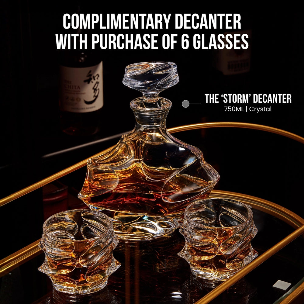 Storm Japanese Crystal Whisky Glass With Decanter - TsukiGlass