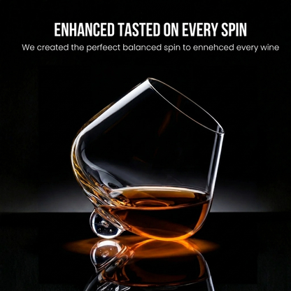 Kami Rotating Crystal Whisky Glass & Wooden Coaster - TsukiGlass