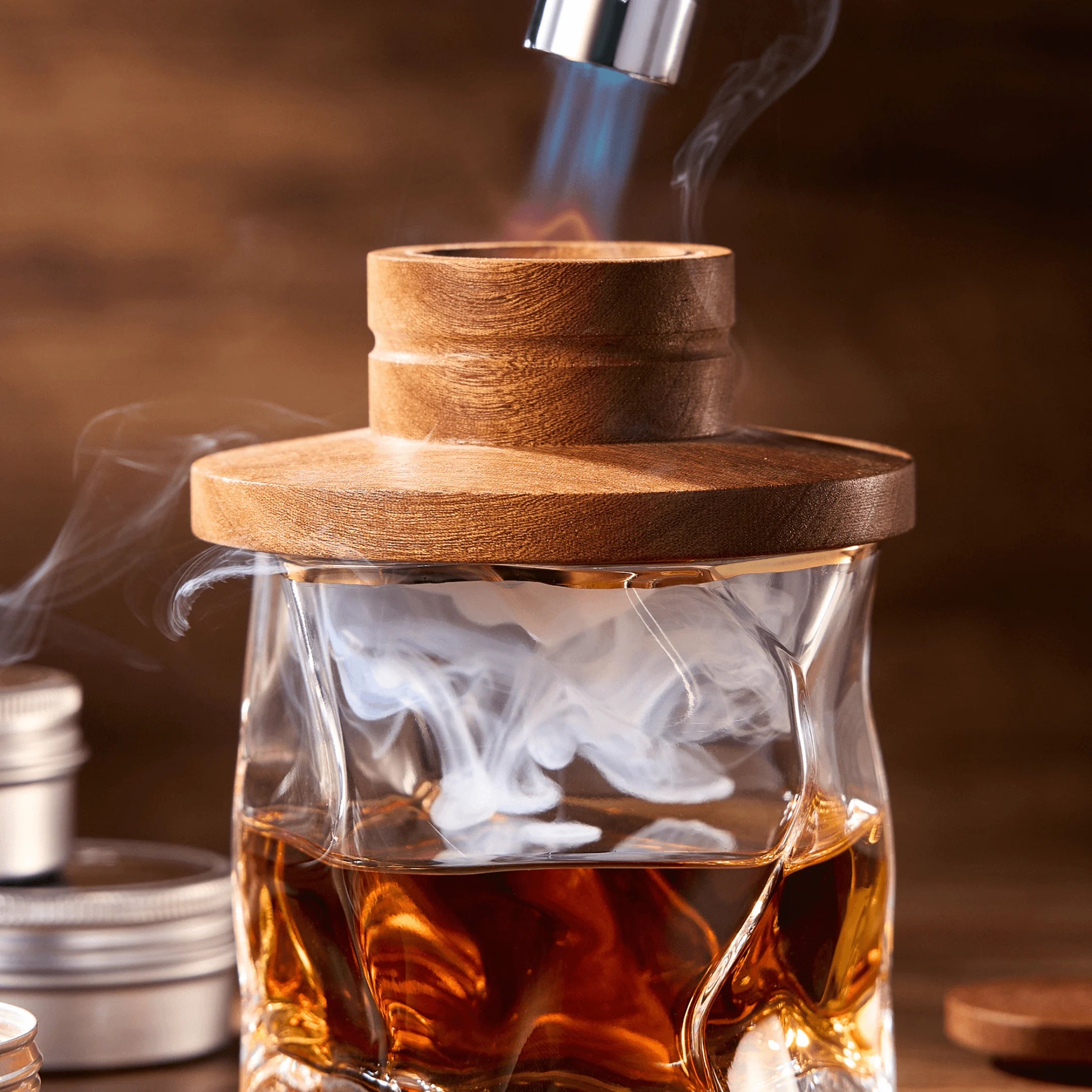 TsukiGlass Smoker Kit — smoke filling a whisky glass
