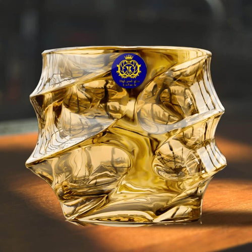 Golden Storm Japanese Crystal Whisky Glass - TsukiGlass