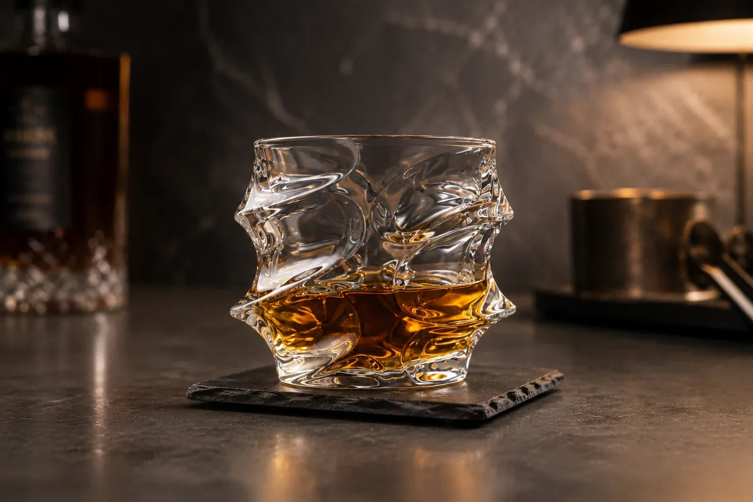Storm Japanese crystal whisky glass in warm light