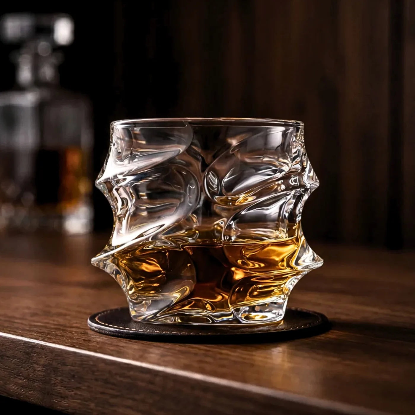 Storm glass on a wooden bar
