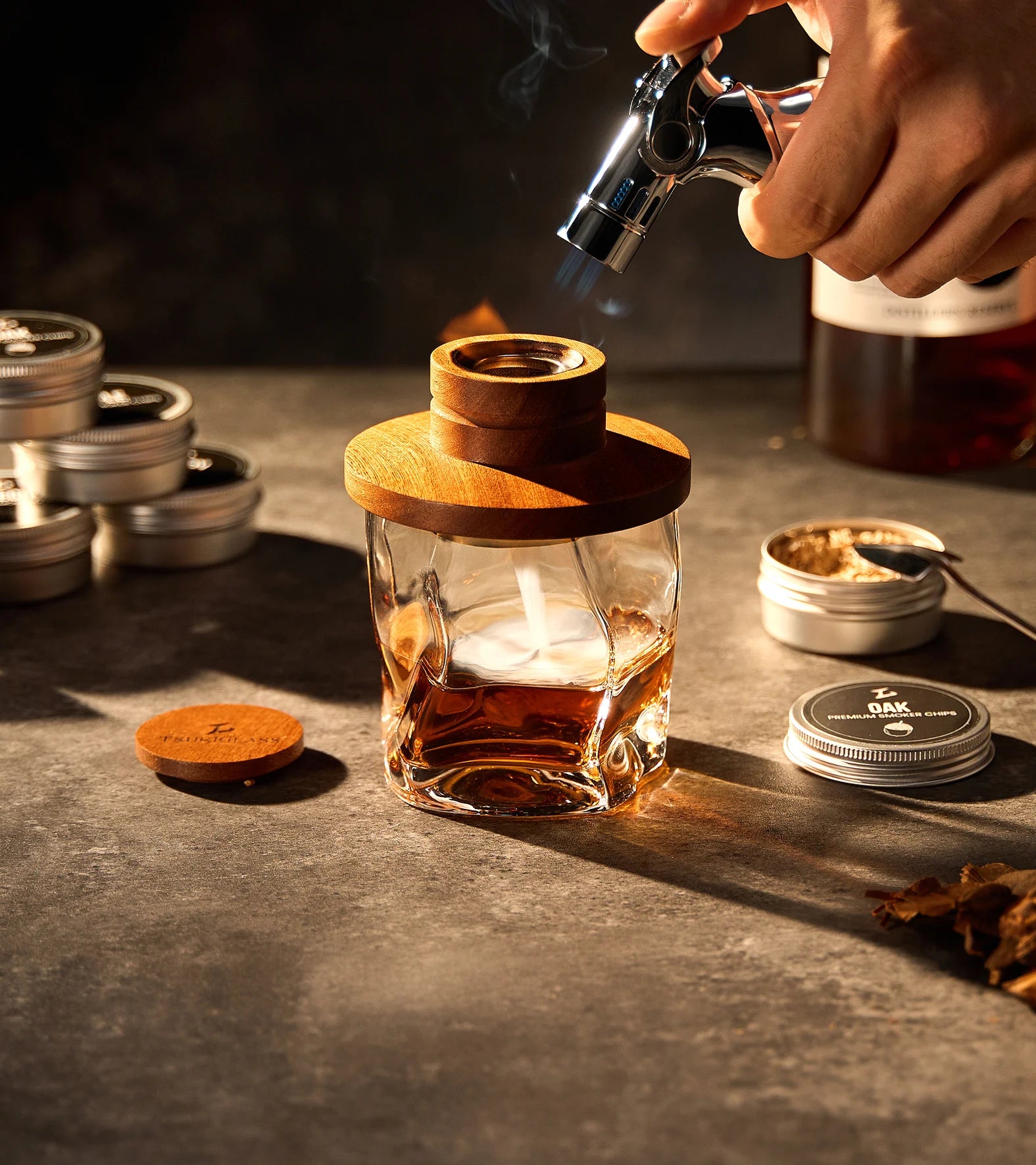 Lighting the torch over the Hoshi Smoker Kit